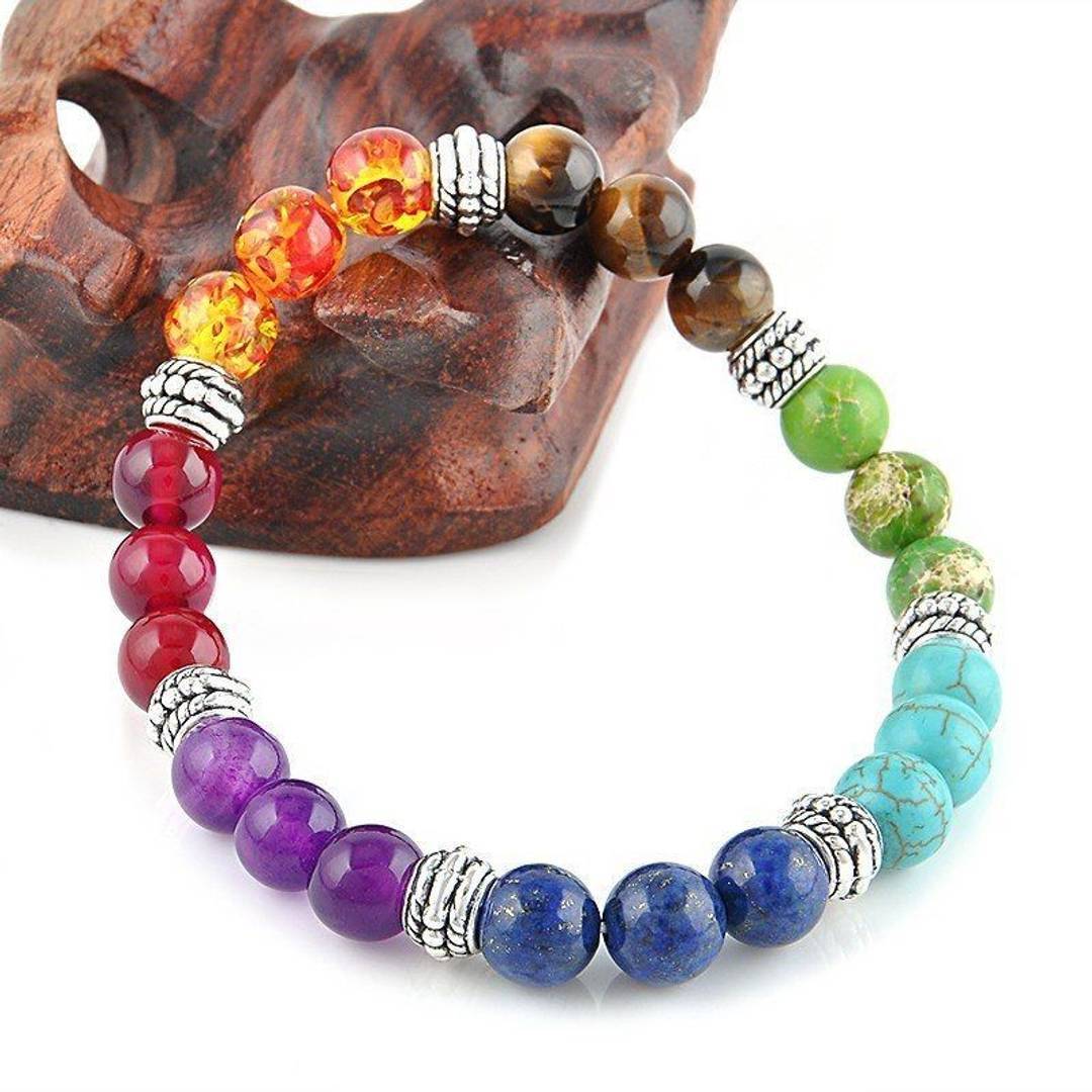 7 Chakra Healing Crystals Bracelet - silver edition