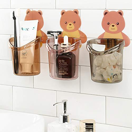 Wall Mounted Self Adhesive Teddy Bear  ToothBrush Holders