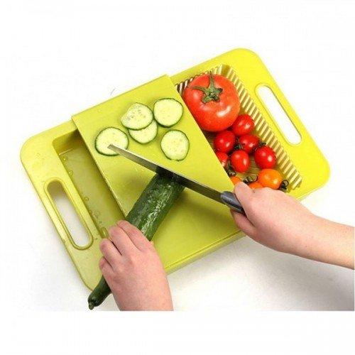 Chop - N - Store Cutting Chopping Board with Tray & Strainers (Multi Color)