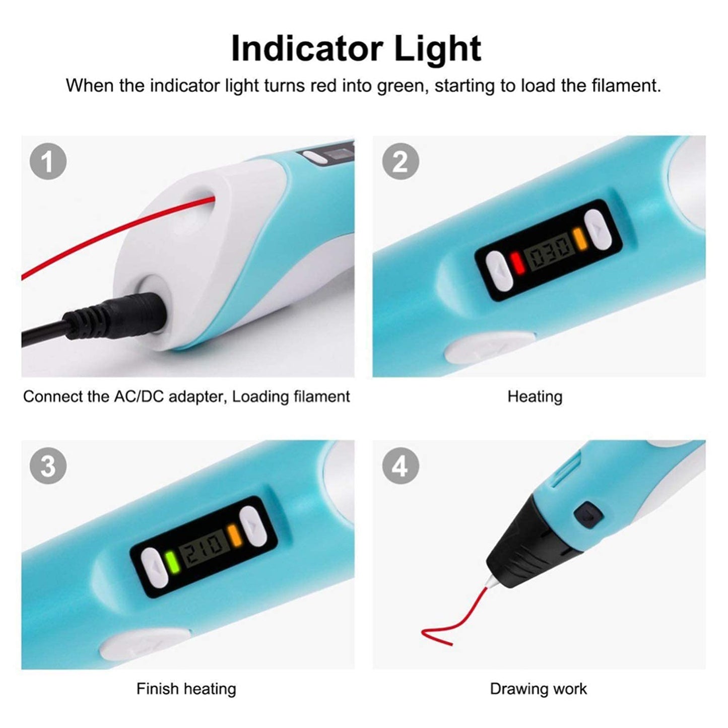 3D Printing Pen with Filament Refills (3D Printing Pen with 3 PLA Filament)