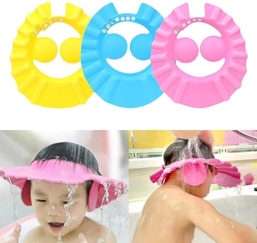 Adjustable Baby 3 Shower Cap with FREE 3 Baby Bath Brush