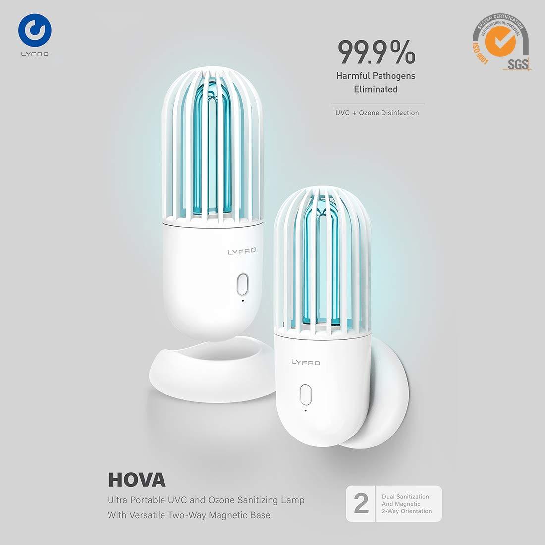 LYFRO Hova Tested and Certified Portable Rechargeable Ozone Sterilization Air Purifying UVC Disinfection Lamp (White)