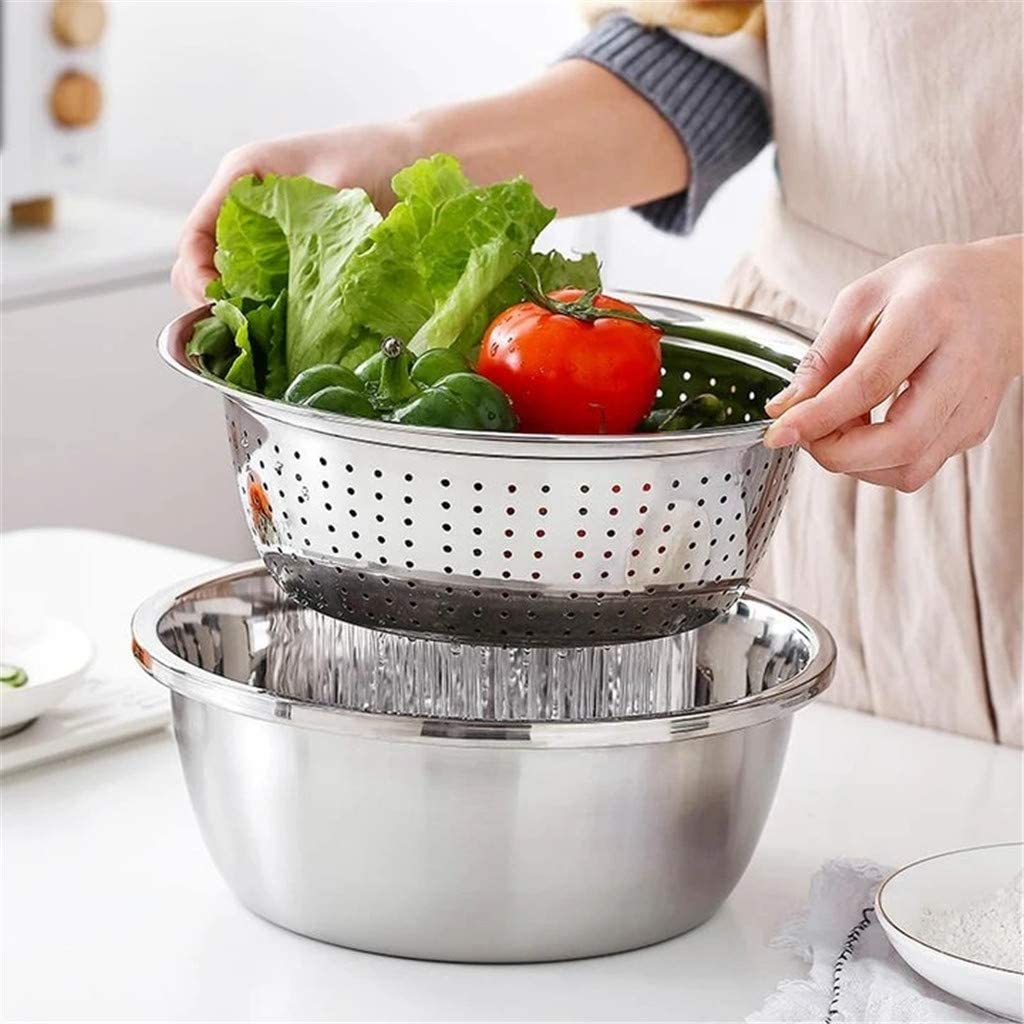 3 In 1 Multi-Purpose Stainless Steel Vegetable Cutter, Drain Basket& Grater