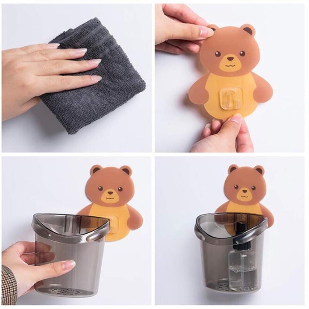 Wall Mounted Self Adhesive Teddy Bear  ToothBrush Holders