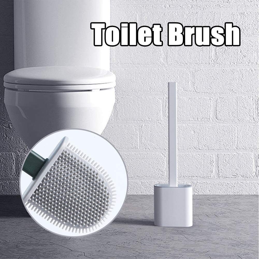 Toilet Brush - Silicone Toilet Cleaning Brush and Holder (Color May Vary)