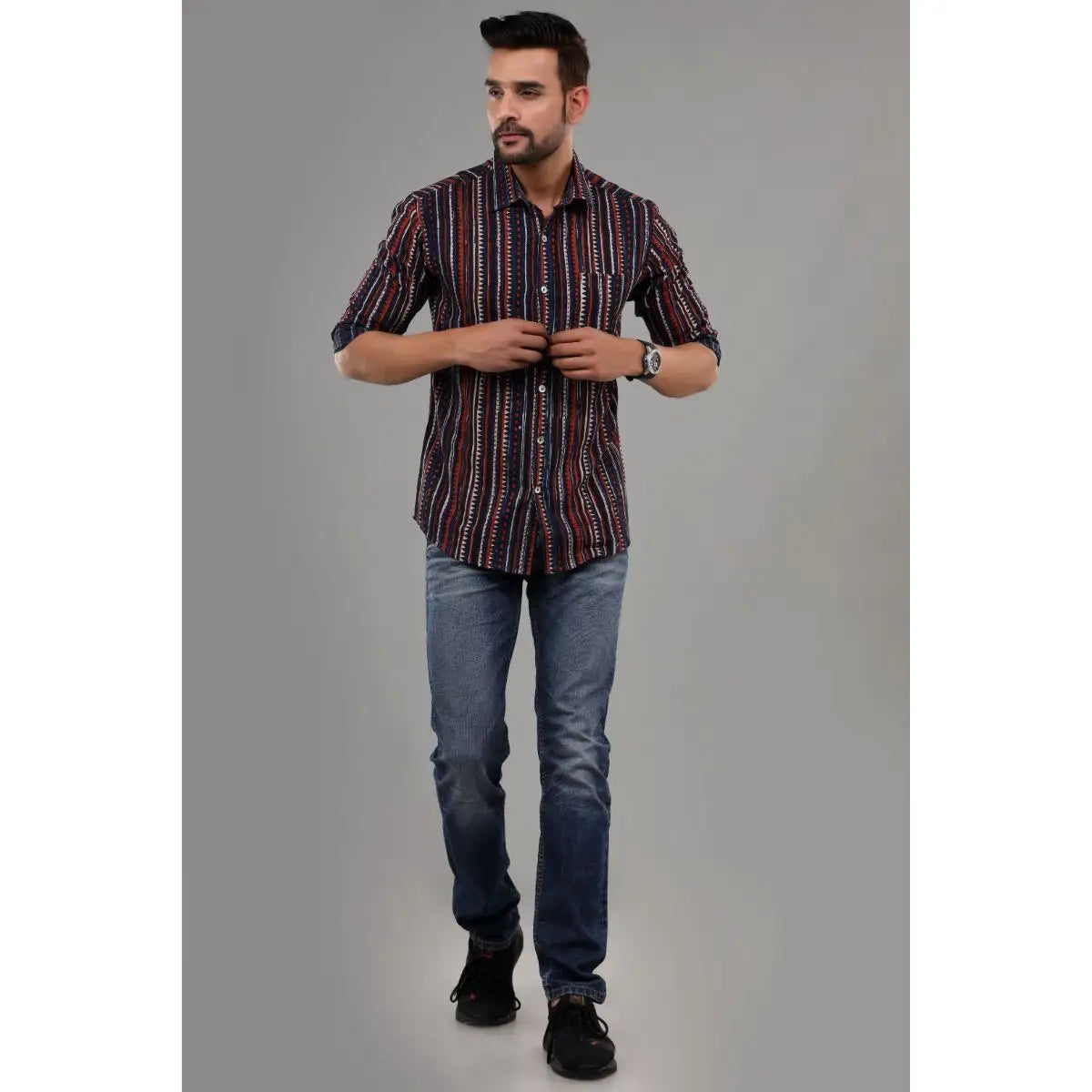 Beautiful Block Printed Cotton Casual Shirt For Men Wear Clothing, Floral Printed Autumn, Winter Wear Clothing For Men