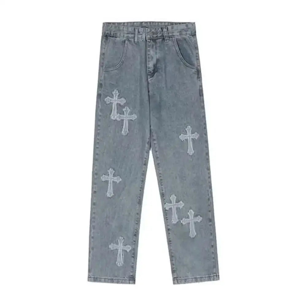 Hot Selling Customized Printed Jean Pant Wholesale Casual Street Wear Fashion Custom Denim Washed Breathable Jeans