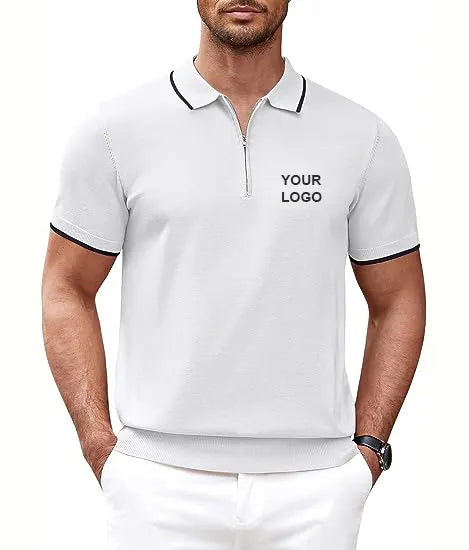 High Quality Men Polo T-shirt Slim Fit Front 1/4 Zip Golf Sportswear Golf Polo 100% Cotton Fabric Custom Design