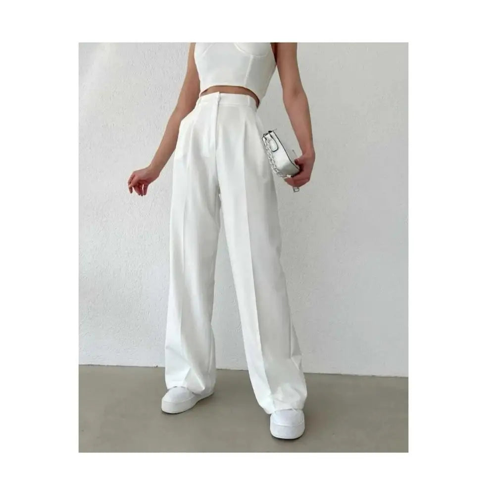 wide leg pants female summer high waist drape thin section new loose comfortable straight textured trousers