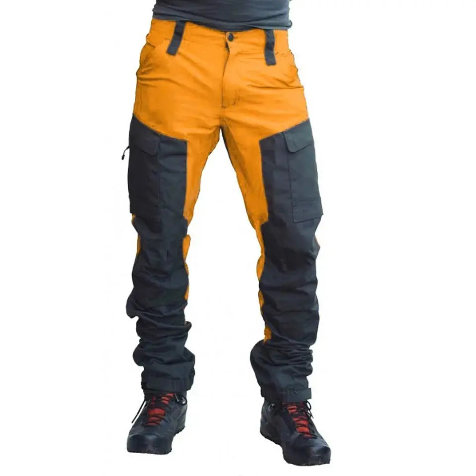 Latest Multi Pocket Drawstring Pants Straight Solid Color Male Cargo Casual Trousers New Fashion for Men