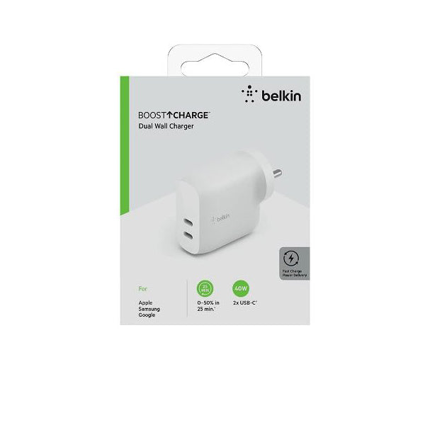 Belkin Boost Dual Wall Fast Charger 40W