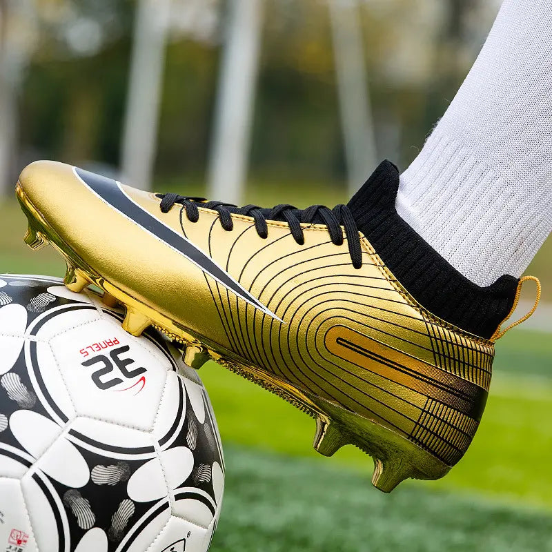 High Top Golden Youth Training Athletic Sneaker Mens Soccer Cleats Cr7 Football Boots Spikes