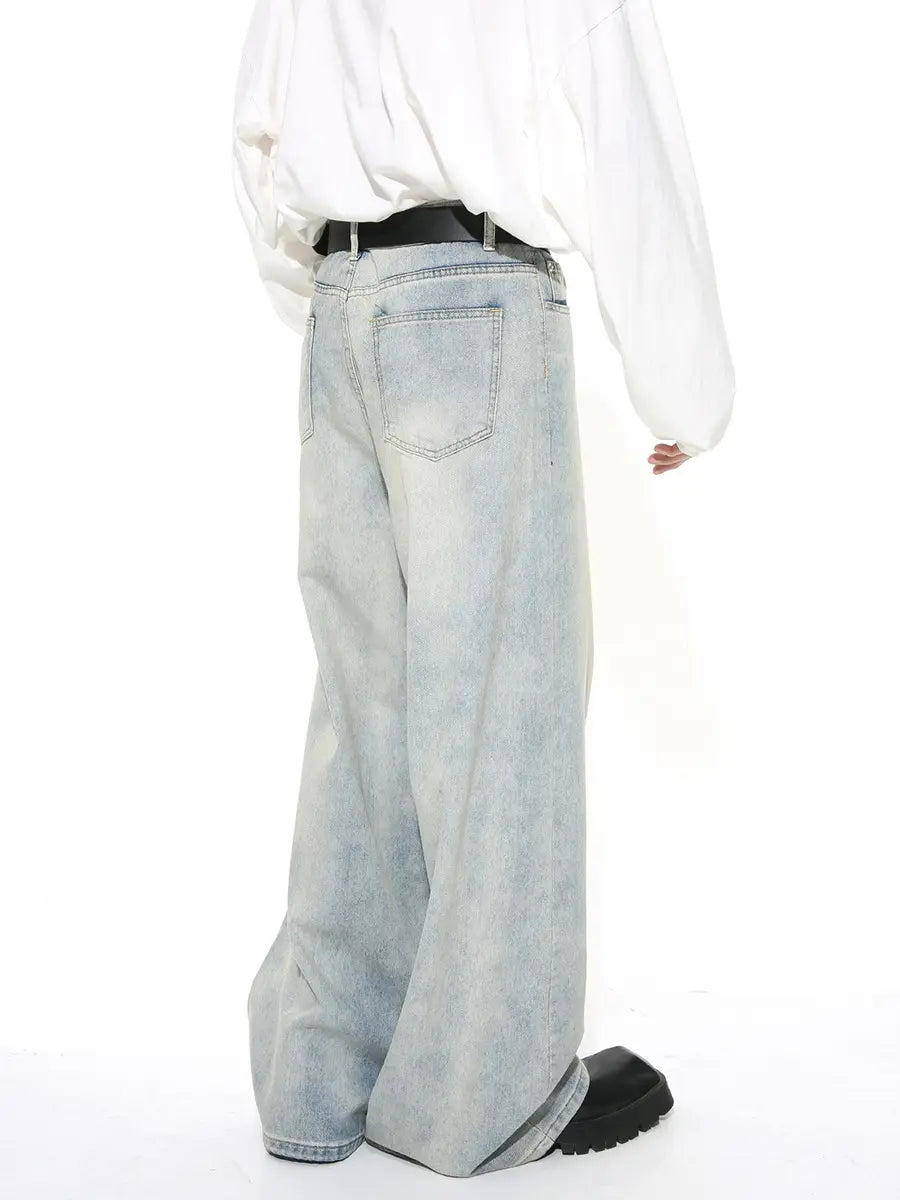 New custom loose fit denim pants stylish vintage loose straight baggy Denim Trousers wide leg High Street Baggy Jeans for men