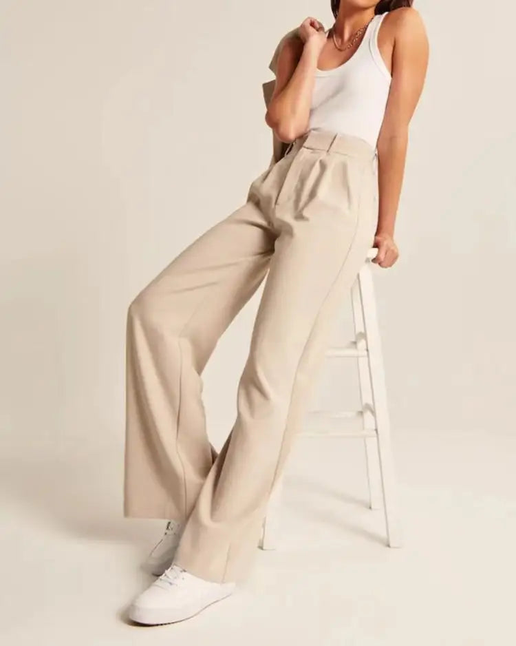 Woman's work pants wide leg trousers casual long pant wide ankle nine quarter