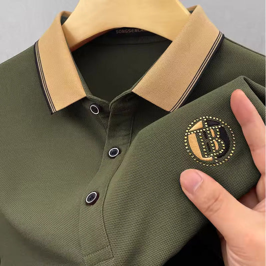 Summer men's short-sleeved T-shirt casual business fashion loose lapel embroidered POLO shirt breathable men's shirt