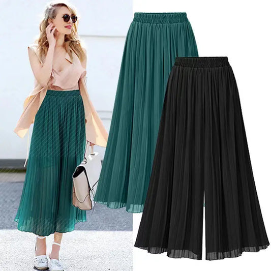 Hot Selling Women's Loose Wide Leg Pants Split Casual High Waist Chiffon