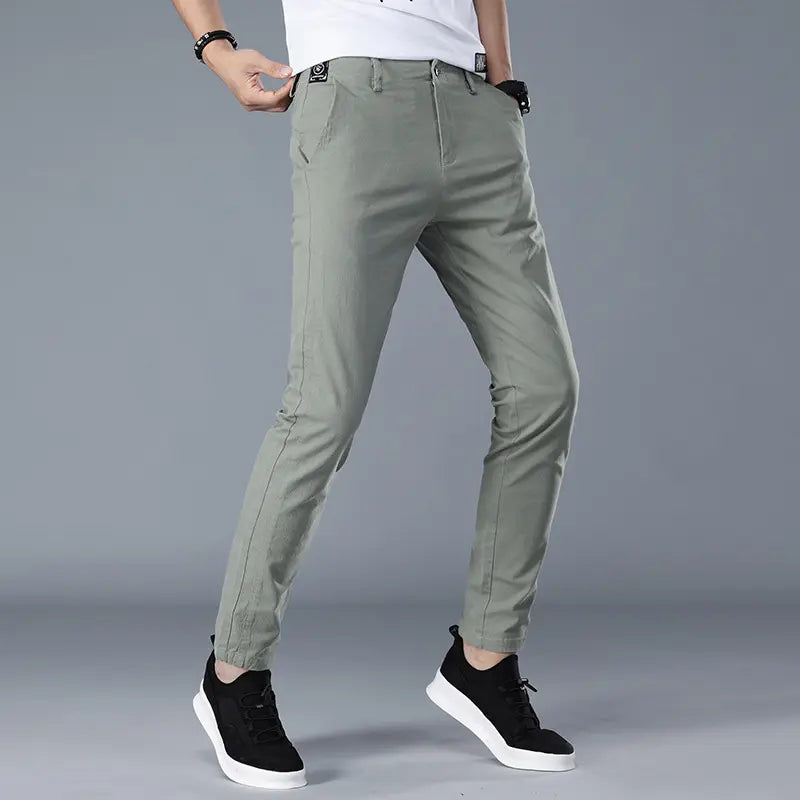 Custom Logo Casual Formal Luxury Trousers Cotton Plaid Slim Fit Side Pocket Zipper Work Cargo For Men