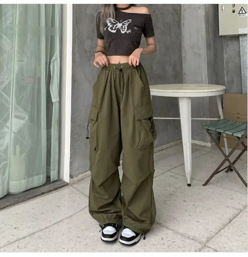 Fashion Streetwear Pants Straight Casual Cargo Pants Wholesale Summer Mujer Women High Quality Polyester Digital Printing