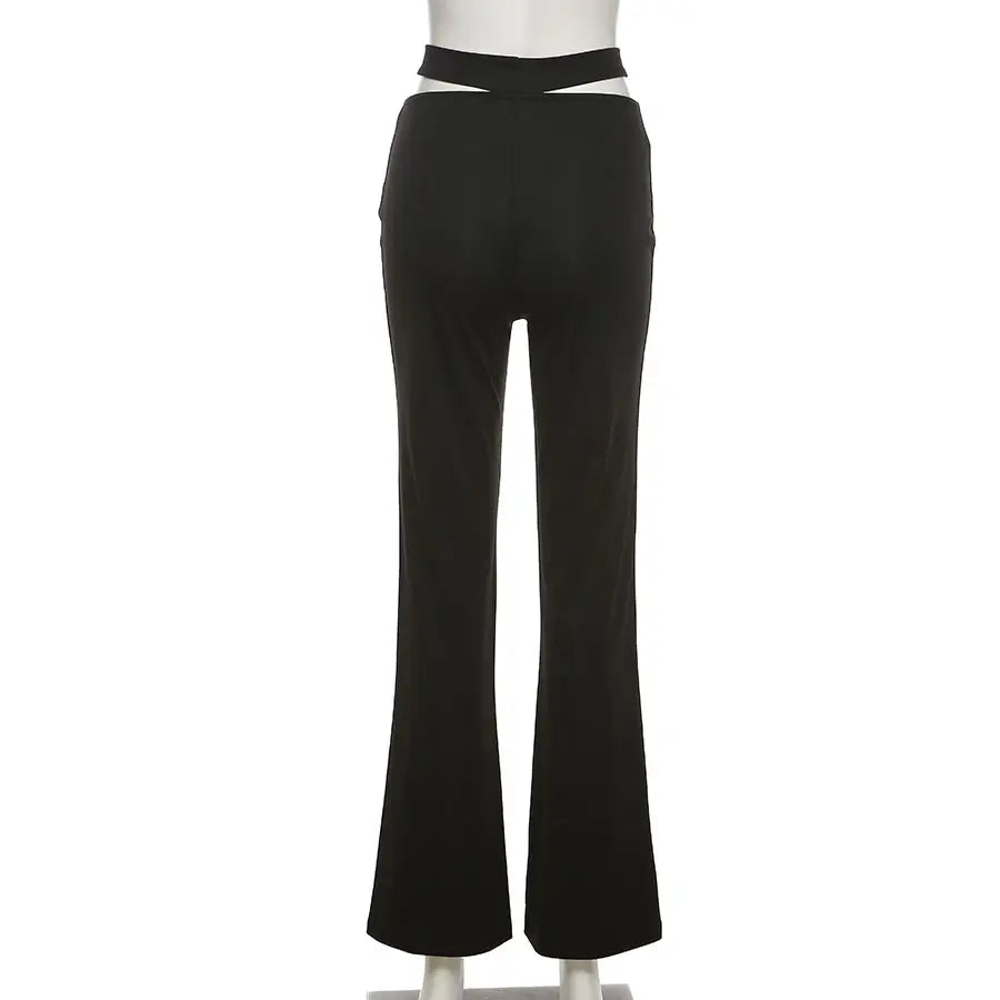 Wide Cuffs Women's Pants & Trousers Summer Plain Hollow Out Solid Ankle-length Skinny Clothing Woman Sexy & Club