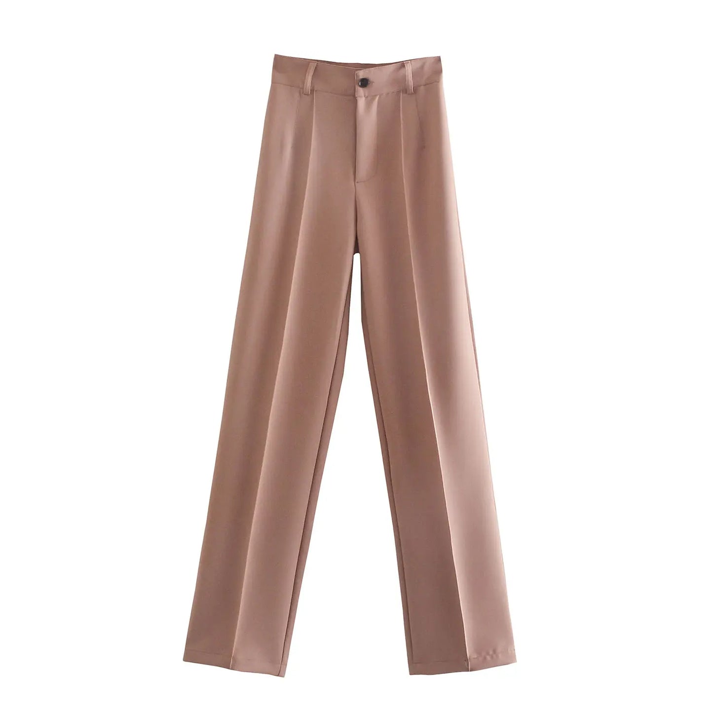 Women China Fashion Office Wear Straight Pants Vintage High Waist Zipper Fly Female Trousers