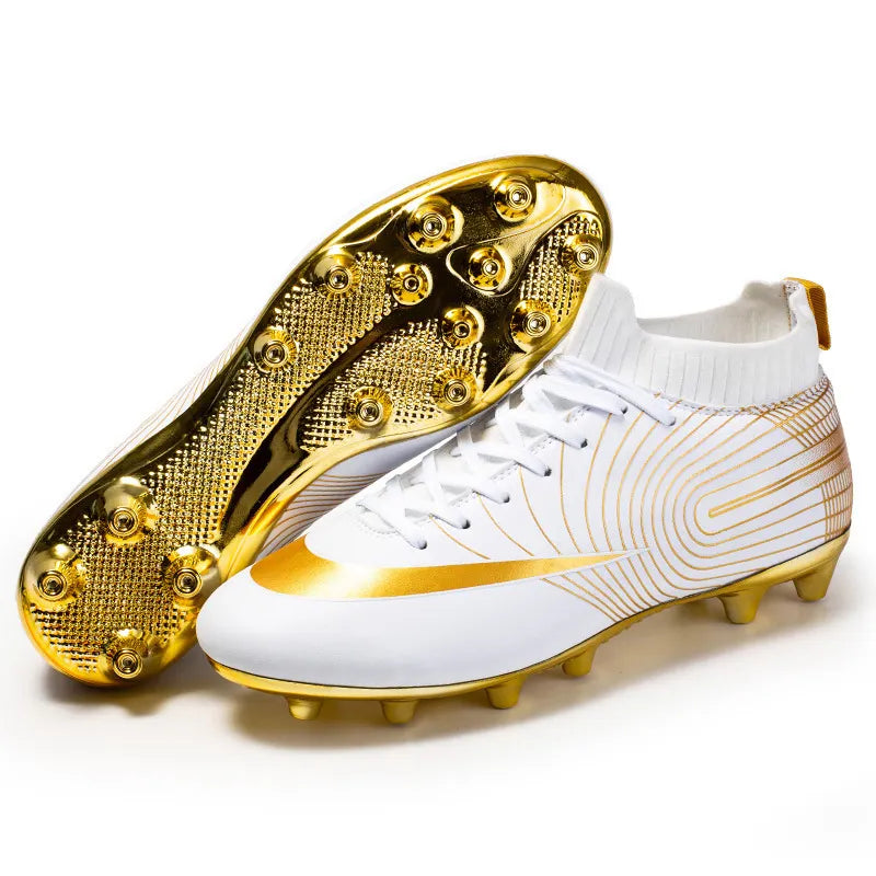 High Top Golden Youth Training Athletic Sneaker Mens Soccer Cleats Cr7 Football Boots Spikes