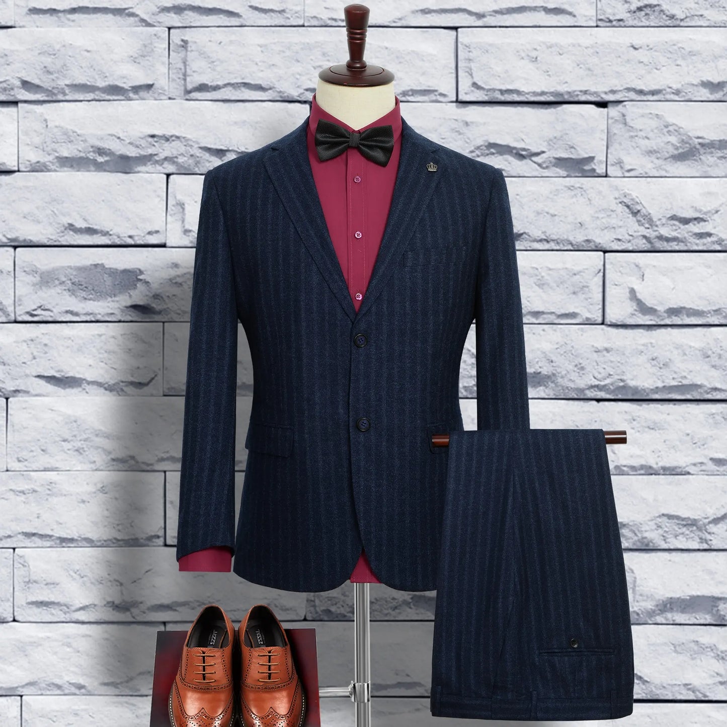 Favourite High Quality Plus Size Tuxedo 3 Pieces Suit Striped Men's Classic Suits For Weddings