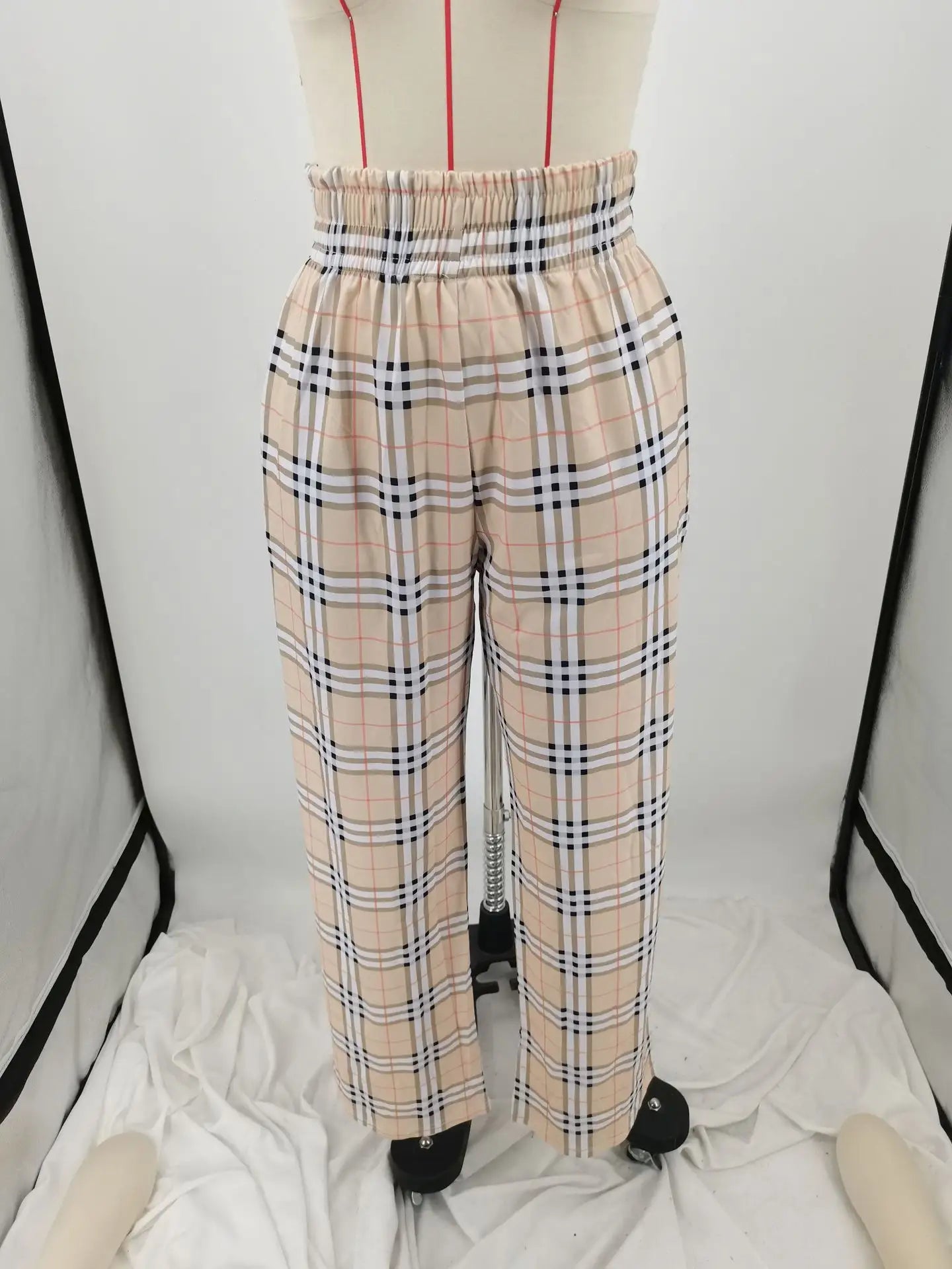 QuiteS New Plaid Print Loose Micro Flare Single Trousers Casual Wide Leg Cargo For Women Long