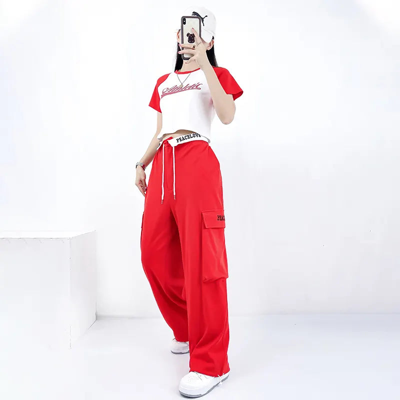 Loose Legged Harlan Pants Personalized Street Pants Casual Printed Hip-hop Sweatpants Women Hip Hop Knitting High Waist