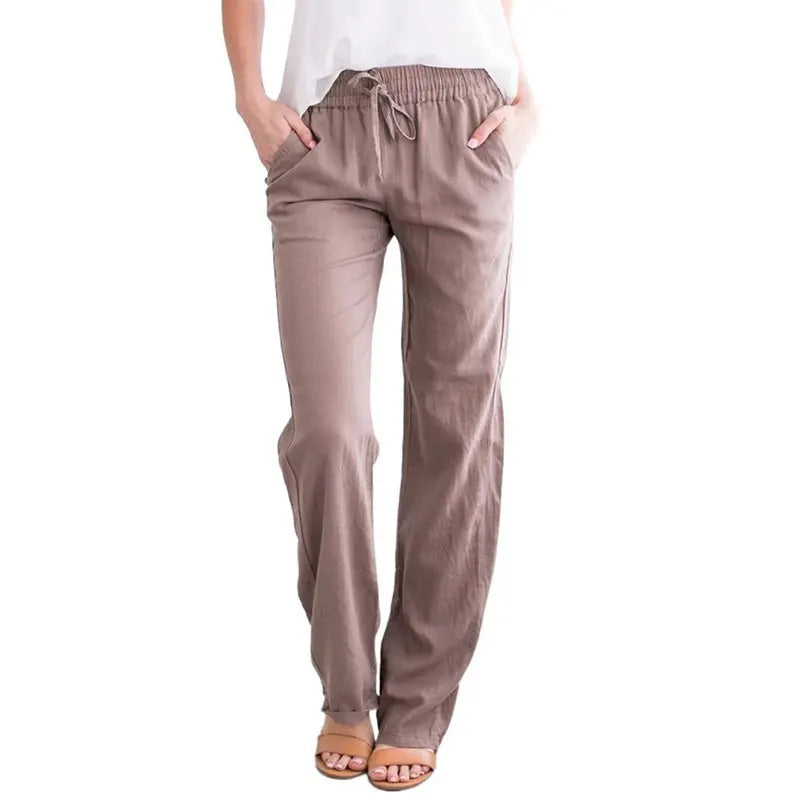 new arrival organic cotton trousers summer blank linen wide leg women summer wears fashion sweatpants