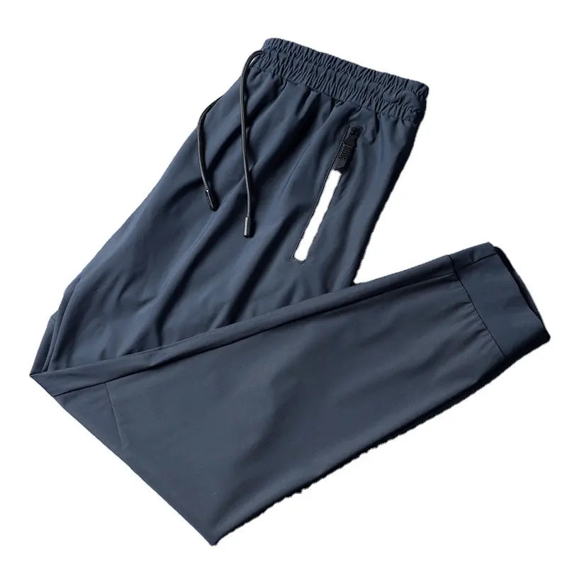 Quick-drying sports leisure trousers ice silk elastic waist sports breathable polyester spandex running