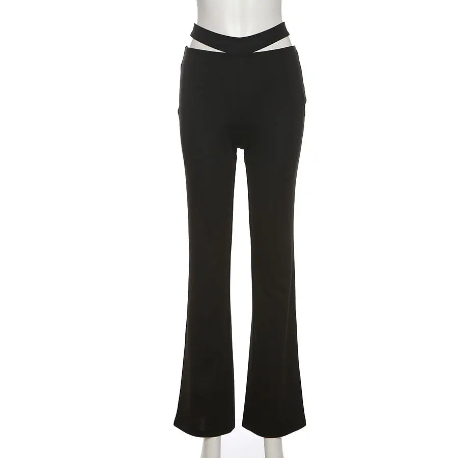 Wide Cuffs Women's Pants & Trousers Summer Plain Hollow Out Solid Ankle-length Skinny Clothing Woman Sexy & Club