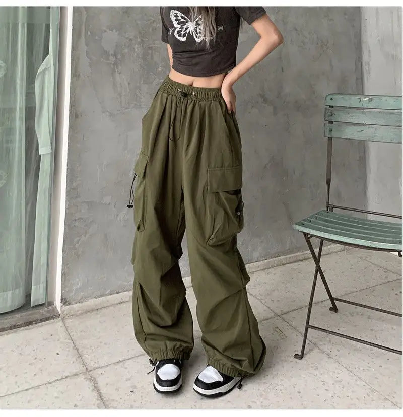 Fashion Streetwear Pants Straight Casual Cargo Pants Wholesale Summer Mujer Women High Quality Polyester Digital Printing