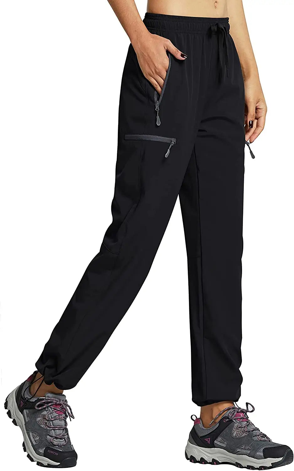 Women's Cargo Hiking Pants Lightweight Quick Dry Capri Athletic Workout Casual Outdoor Zipper Pockets