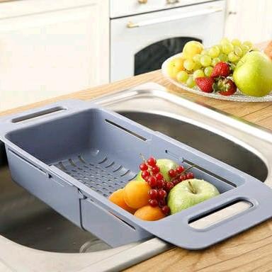 Kitchen Colander Fruit Vegetable Washing Basket Foldable Strainer Collapsible Drainer Sink Adjustable Tool